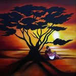 "Sunset Silhouette" giclee on metal 12x12
